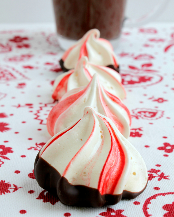 Chocolate-Dipped Candy Cane Meringues | Big Girls Small Kitchen